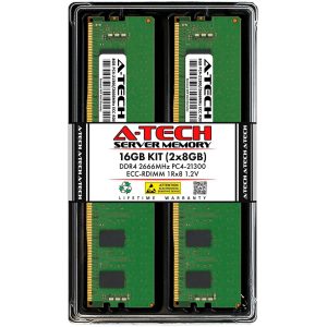 A-Tech 16GB (2x8GB) 1Rx8 PC4-21300R DDR4 2666 MHz ECC RDIMM Registered DIMM 288-Pin Single Rank x8 Server & Workstation RAM Memory Upgrade Kit