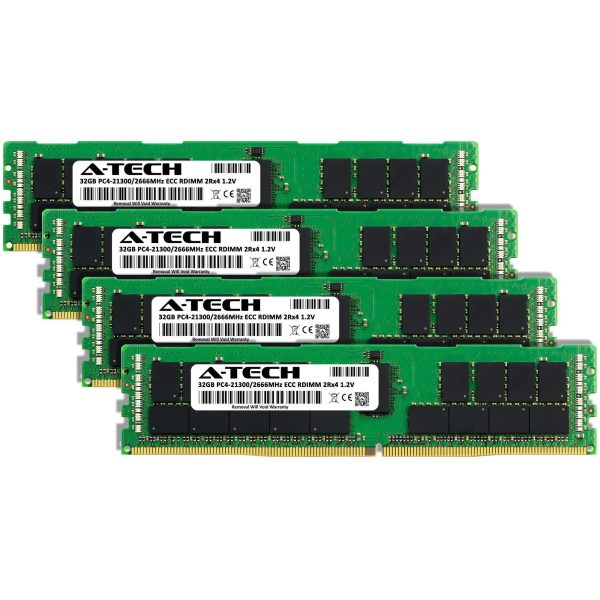 A-Tech 128GB (4x32GB) 2Rx4 PC4-21300R DDR4 2666 MHz ECC RDIMM Registered DIMM 288-Pin Dual Rank x4 Server & Workstation RAM Memory Upgrade Kit