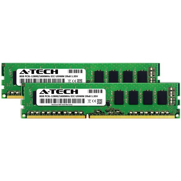 A-Tech 16GB (2x8GB) 2Rx8 PC3L-12800E DDR3 / DDR3L 1600 MHz ECC UDIMM 1.35V ECC Unbuffered DIMM 240-Pin Dual Rank x8 Server & Workstation RAM Memory Upgrade Kit