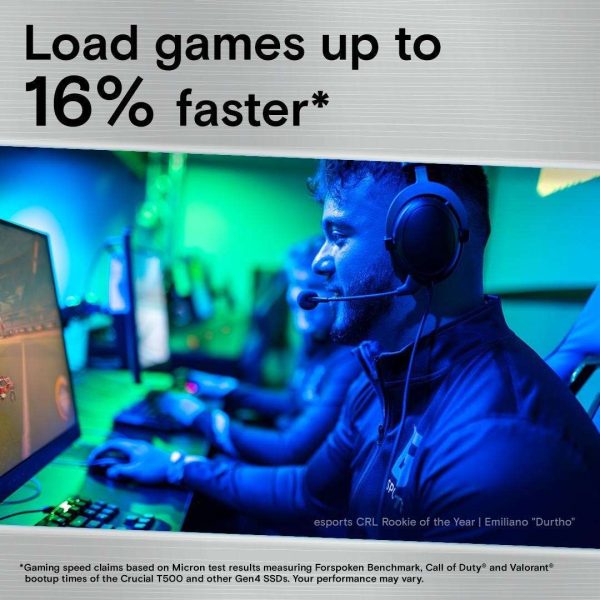 Crucial T500 1TB Gen4 NVMe M.2 Internal Gaming SSD, Up to 7300MB/s, laptop & desktop Compatible  - CT1000T500SSD8
