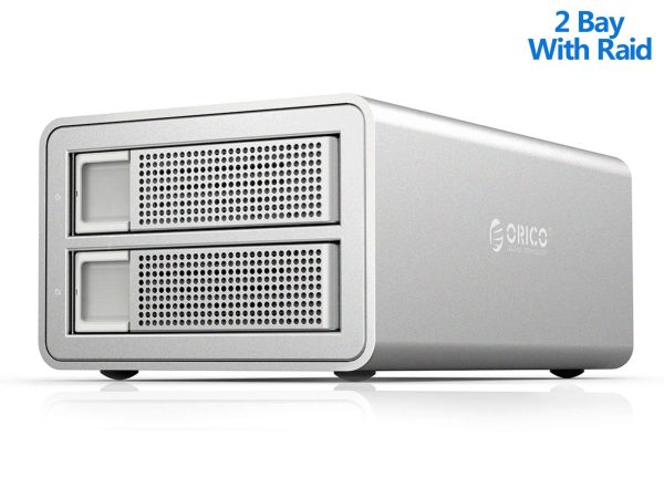 ORICO 5 Bay Raid Enclosure External Hard Drive Enclosure Case Support 90TB for 2.5/3.5 in HDD SSD Aluminum Hard Drive Docking Station for Enterprise Data Storage Built-in 150W Power With Raid - Silver,USB 3.0,With RAID,2 Bay,2 Bay w/ Raid 3529RU3