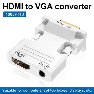COFIER  Hot Low Power Portable Digital-to-analog Converter Box Adapter HDM/Mini HDMI/Micro HDMI to VGA Audio Video For DVD PC Laptop White