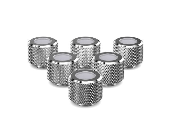PrimoChill 12mm OD Rigid SX Fitting - 6 Pack - Silver Nickel