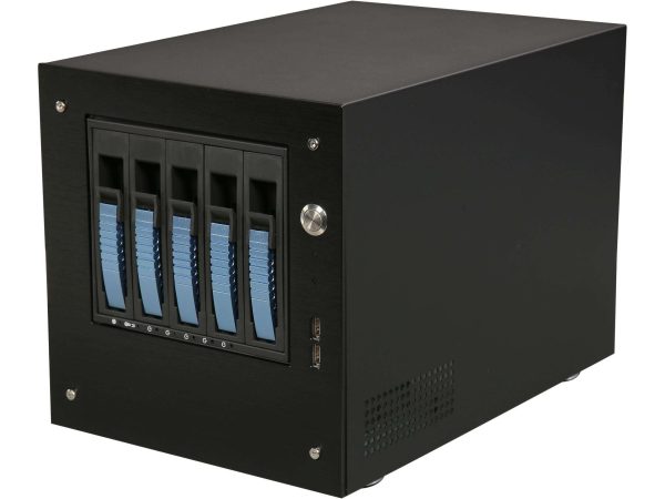 Compact Stylish 5 x 3.5" Hotswap mini-ITX Tower - Black HDD Handle - S-35-B5BL