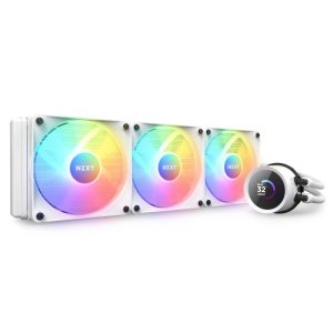 NZXT Kraken RGB 240mm - RL-KR240-W1- AIO RGB CPU Liquid Cooler - LCD Display - 2 x F120RGB Core Fans Radiator Fans White LGA 1700 / AM5 Compatible - 3 Fan Slots (120 mm),White