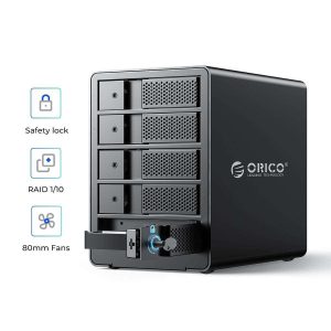 ORICO Tool-free USB 3.0 to SATA 5 Bay External 3.5-inch SATA SDD Hard Drive Enclosure with Safety Lock for Laptop PC Mac OS [Without RAID Function] -9558U3 - RAID,5 Bay w/ Raid 9558RU3