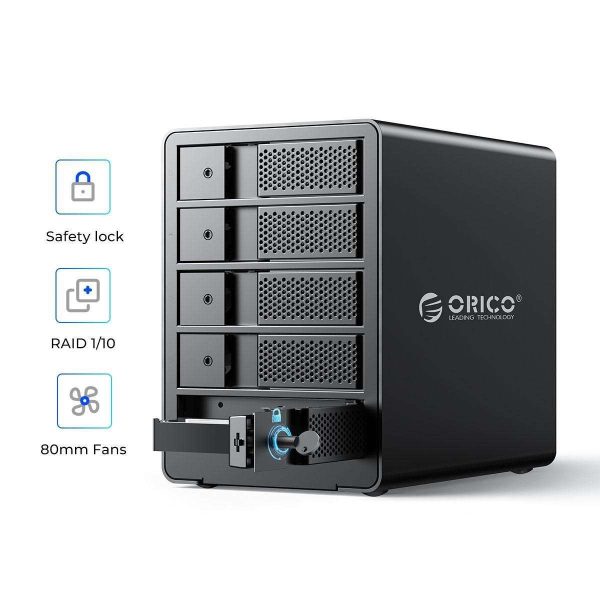 ORICO Tool-free USB 3.0 to SATA 5 Bay External 3.5-inch SATA SDD Hard Drive Enclosure with Safety Lock for Laptop PC Mac OS [Without RAID Function] -9558U3 - RAID,5 Bay w/ Raid 9558RU3