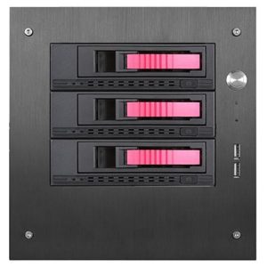 Compact Stylish 3x 3.5" Hotswap mini-ITX Tower - Black HDD Handle - S-35-3M1RD