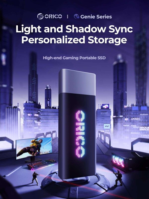 ORICO Genie RGB 512GBPortable SSD 1000MB/S External Solid State Drive Gen2 Type- C PSSD for Gamer Laptop