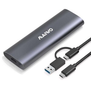 MAIWO M.2 NVMe SATA SSD Enclosure, 10Gbps USB 3.1 GEN2 to M.2 M Key B+M Key SSD Adapter, Support UASP Trim, 4TB Capacity, Solid State Drive Case Reader - Gray,NVMe SSD Enclosure,MAIWO M.2 NVMe SSD Enclosure