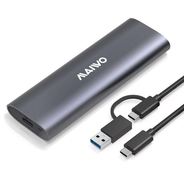 MAIWO M.2 NVMe SATA SSD Enclosure, 10Gbps USB 3.1 GEN2 to M.2 M Key B+M Key SSD Adapter, Support UASP Trim, 4TB Capacity, Solid State Drive Case Reader - Gray,NVMe SSD Enclosure,MAIWO M.2 NVMe SSD Enclosure