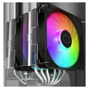 Cooler Master Hyper 620S Dual Tower CPU Air Cooler, ARGB Sync, 120mm PWM Fan, 6 Copper Direct Contact Heat Pipes, 154.9mm Tall, Brackets AMD Ryzen AM5/AM4, Intel LGA1700/1200 (RR-D6NA-17PA-R1)