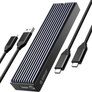 ORICO M.2 NVMe SSD Enclosure, USB 3.1 Gen 2 (10 Gbps) to NVMe PCI-E M.2 SSD Case Support UASP for NVMe SSD Size 2230/2242/2260/2280(up to 4TB) - Black,Aluminum / Plastic,USB Type C,1 Bay,M.2 NVMe / NGFF SSD,1 Bay