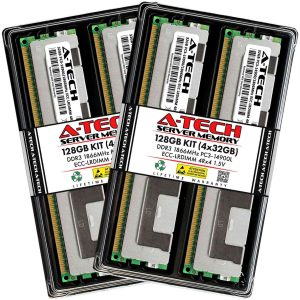A-Tech 128GB (4x32GB) 4Rx4 PC3-14900L DDR3 1866 MHz ECC LRDIMM 1.5V Load Reduced DIMM 240-Pin Quad Rank x4 Server RAM Memory Upgrade Kit