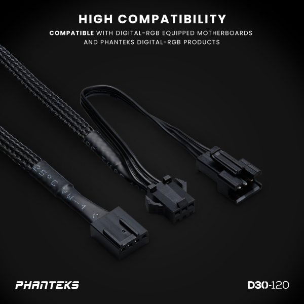 Phanteks D30-120 DRGB PWM FAN 3Pack, Reverse Airflow Model, Premium D-RGB Performance Fans, Halos lighting Effect, ARGB/DRGB lighting, Daisy-chain Fan Linking system, Black, 3Pack