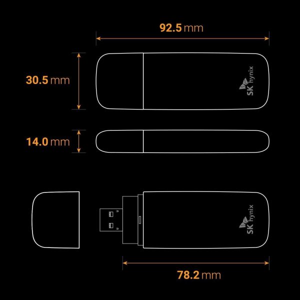 SK hynix Tube T31 1TB Stick Type SSD with DRAM | up to 1000MB/s | 10 Gbps | USB-A 3.2 Gen2 | External Solid State Flash Drive Compatible with PS4, PS5, Xbox, Window PC & Mac