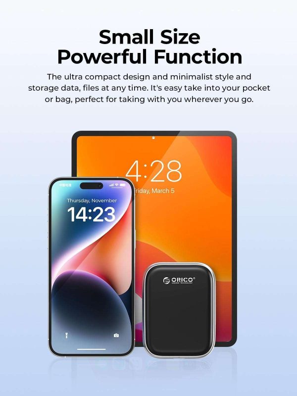 ORICO Beetle Portable SSD 1000MB/S External Solid State Drive 512GB USB 3.2 Gen2 Type C PSSD for Laptop 512GB (10Gbps)