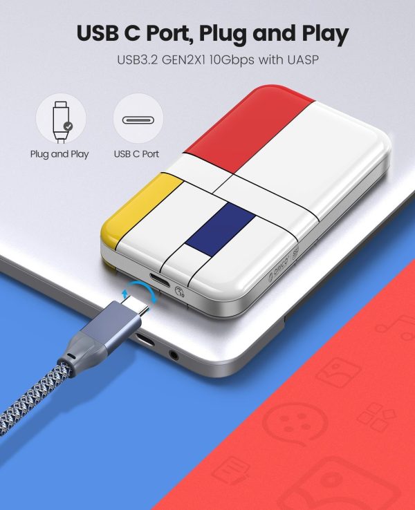 ORICO 512GB Portable External Hard Drive USB3.2 Gen2 USB-C Up to 1210MB/s 512GB USB 4.0 USB-C (40Gbps)