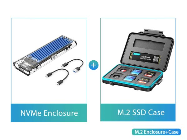 ORICO TCM2-C3 Aluminum USB 3.1 Gen2 Type-C NVMe M.2 Hard Drive Enclosure 10Gbps Date Transfer Rate Support UASP Protocol with Type-C to C Cable - Red - Blue,USB 3.1 Type-C,1,M.2 NVME PCI-E x 4 M-Key SSD,With Cover