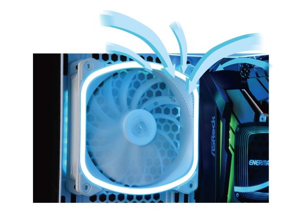 Enermax Squa RGB PWM 120mm Case Fan, Addressable RGB Sync Via Motherboard, Single Pack- White; UCSQARGB12P-W-SG