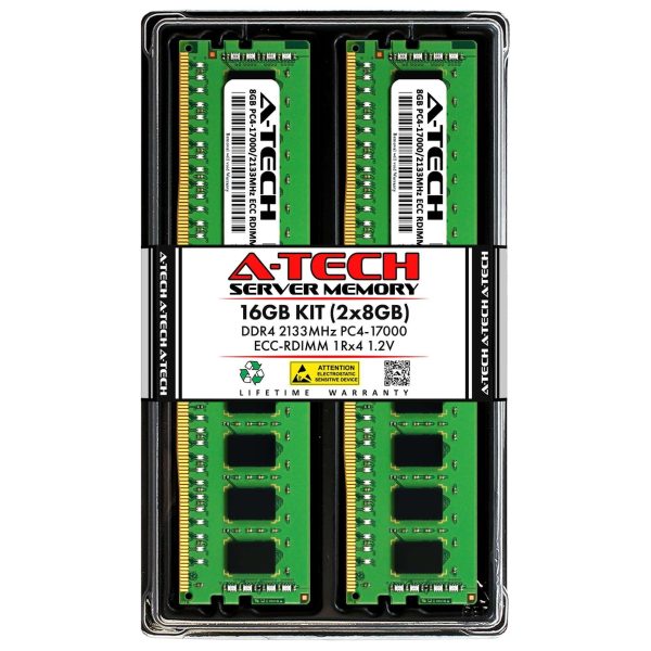 A-Tech 32GB (4x8GB) 1Rx4 PC4-17000R DDR4 2133 MHz ECC RDIMM Registered DIMM 288-Pin Single Rank x4 Server & Workstation RAM Memory Upgrade Kit - 16GB (2 x 8GB)