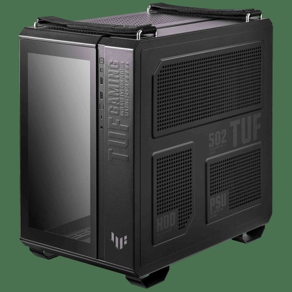 ASUS TUF Gaming GT502 Black ATX Mid-Tower Computer Case with Front Panel RGB Button, USB 3.2 Type-C and 2x USB 3.0 Ports, 2- way Graphic Card Mounting Orientation Compatible, 360mm and 280mm Radiator