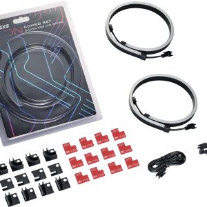 Phanteks NEON Digital-RGB LED Strip Combo Set – 2x 400mm Smooth lighting strip, full color range, flexible mounting, White - Combo Set
