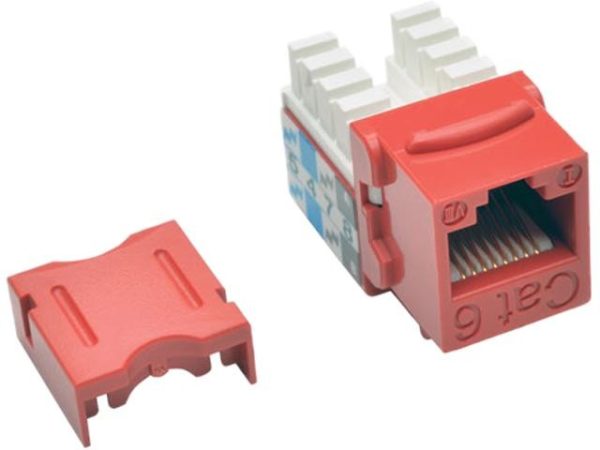 Tripp Lite Cat6/Cat5e 110 Style Punch Down Keystone Jack - Blue, 25-Pack - Red
