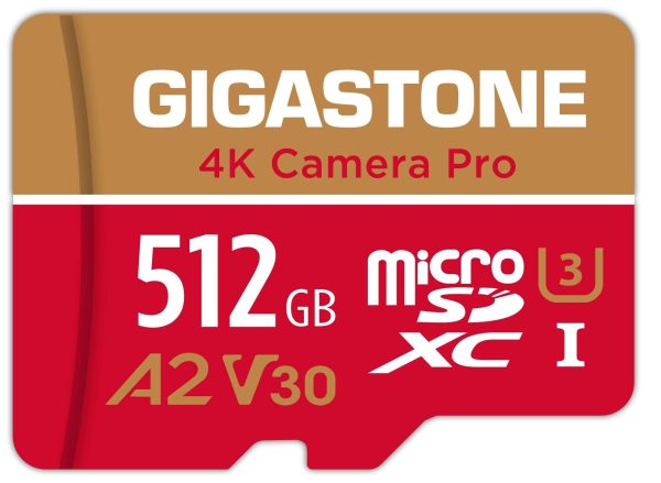 [Gigastone] Micro SD Card 32GB 5-Pack, Camera Plus, MicroSDHC Memory Card for Video Camera, Wyze Cam, Security Camera, Roku, Full HD Video Recording, UHS-I U1 A1 Class 10, up to 90MB/s, with Adapter - 512GB,4K Camera Pro,1-Pack