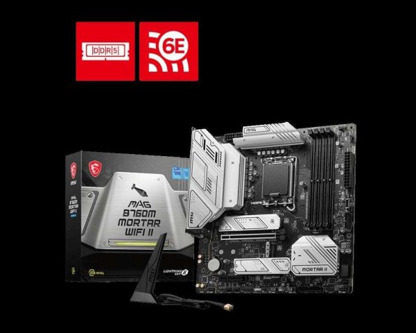 MSI B760 GAMING PLUS WIFI LGA 1700 (280) DDR5 ATX Motherboards - Intel,  SATA 6Gbps, Wi-Fi 6E, Bluetooth 5.3,  7.1 HD Audio, PCIe 4.0 x16, 2.5G LAN - MAG B760M MORTAR WIFI II