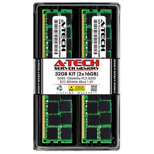 A-Tech 16GB 4Rx4 PC3-8500R DDR3 1066 MHz ECC RDIMM 1.5V Registered DIMM 240-Pin Quad Rank x4 Server & Workstation RAM Memory Upgrade Module - 32GB (2 x 16GB),DDR3 1066 (PC3 8500)