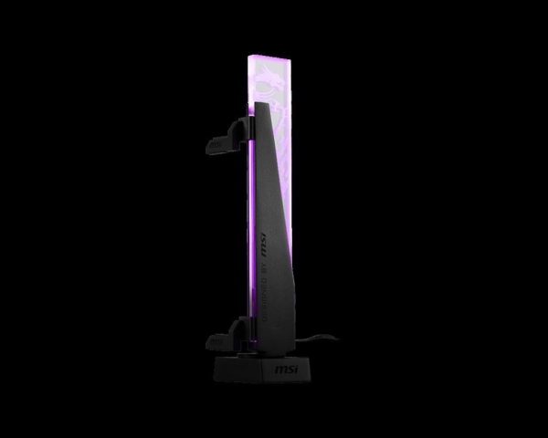 MSI Graphics Stand Model MPG ARGB GRAPHICS CARD STAND - WHITE Magnetic Base 8 mm Tempered Glass Mystic Light Sync - Black