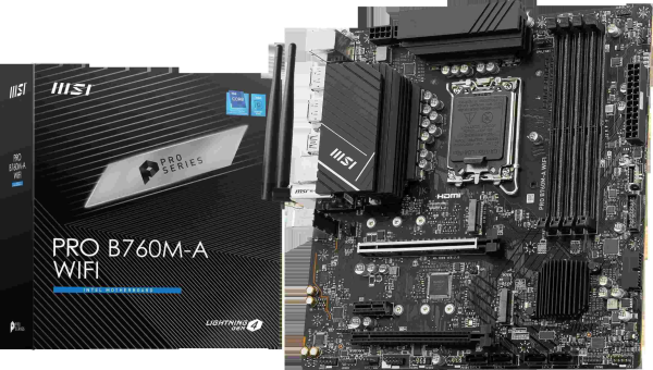 MSI B760 GAMING PLUS WIFI LGA 1700 (280) DDR5 ATX Motherboards - Intel,  SATA 6Gbps, Wi-Fi 6E, Bluetooth 5.3,  7.1 HD Audio, PCIe 4.0 x16, 2.5G LAN - PRO B760M-A WIFI