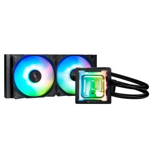 BitFenix Cube AIO ARGB CPU Liquid Cooler 240mm Radiator White, Intel LGA1700/AMD AM5 Ready, Innovative Pump with Lift of 1.8 M/high Efficiency 5500RPM/ Silent 15DB, High Quality Made in Taiwan - Black,BFW-AIO-240-BB27A-RP,240mm Radiator