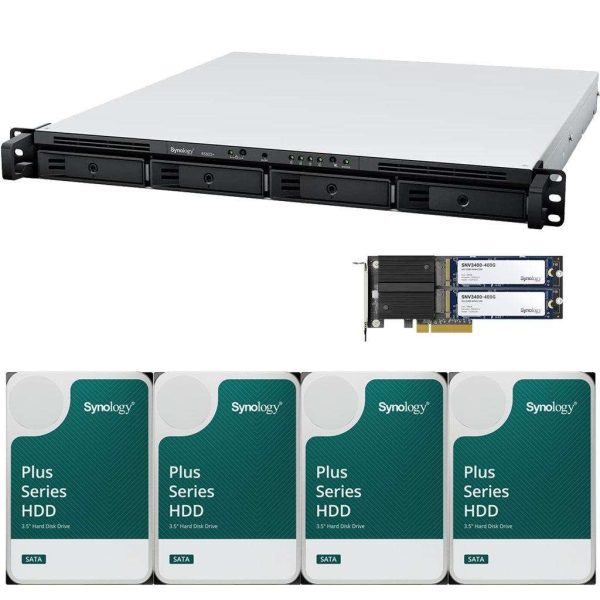 Synology RS822+ AMD Ryzen V1500B 4-Bay NAS 2GB RAM, 800GB (2x400GB) Cache, 16TB (4 x 4TB) of Synology Plus NAS Drives Fully Assembled and Tested By CustomTechSales - 2GB,48TB (4 x 12TB)