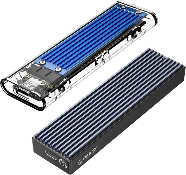 ORICO TCM2-C3 Aluminum USB 3.1 Gen2 Type-C NVMe M.2 Hard Drive Enclosure 10Gbps Date Transfer Rate Support UASP Protocol with Type-C to C Cable - Red - Blue,USB 3.1 Type-C,1,M.2 NVME PCI-E x 4 M-Key SSD,2 Packs
