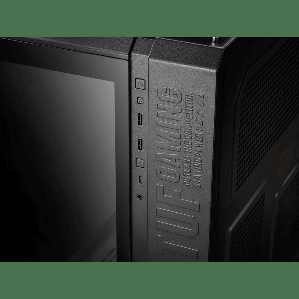 ASUS TUF Gaming GT502 Black ATX Mid-Tower Computer Case with Front Panel RGB Button, USB 3.2 Type-C and 2x USB 3.0 Ports, 2- way Graphic Card Mounting Orientation Compatible, 360mm and 280mm Radiator