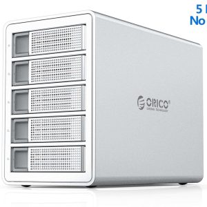 ORICO 5 Bay Raid Enclosure External Hard Drive Enclosure Case Support 90TB for 2.5/3.5 in HDD SSD Aluminum Hard Drive Docking Station for Enterprise Data Storage Built-in 150W Power With Raid - Silver,USB 3.0,Without RAID,5 Bay,5 Bay 3559U3