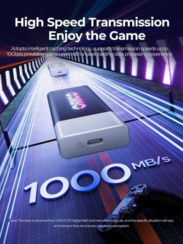 ORICO Genie RGB 512GBPortable SSD 1000MB/S External Solid State Drive Gen2 Type- C PSSD for Gamer Laptop