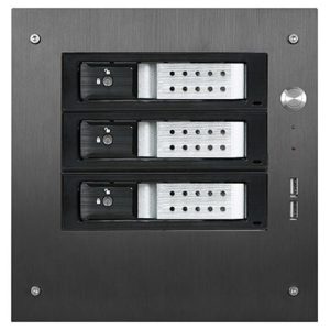 Compact Stylish 3x 3.5" Hotswap Trayless mini-ITX Tower - Black HDD Handle - S-35-3DE1SL