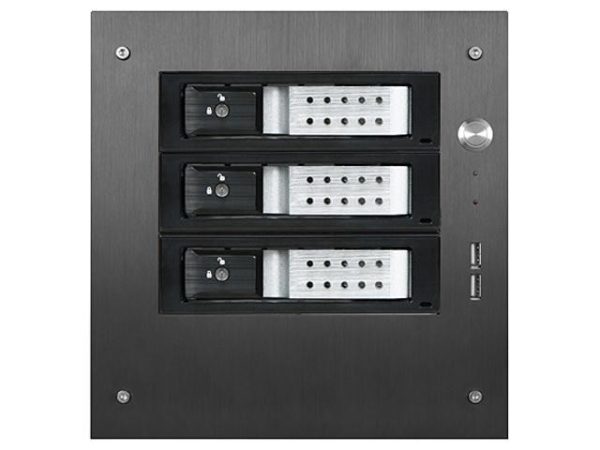 Compact Stylish 3x 3.5" Hotswap Trayless mini-ITX Tower - Black HDD Handle - S-35-3DE1SL