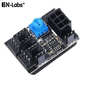 GPU 6Pin Powered PWM 4 Pin Fan Controller Hub 17A High-Power 8 Ports 4Pin CPU Case Cooler 12V Fan Speed Splitter Adapter w/ Dual Molex LP4 to PCIe 6-Pin Splitter Cable, - 2Pin & 3Pin Fan Compatible - Single Controller