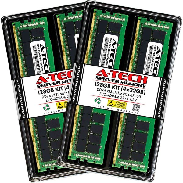 A-Tech 64GB (2x32GB) 2Rx4 PC4-17000R DDR4 2133 MHz ECC RDIMM Registered DIMM 288-Pin Dual Rank x4 Server & Workstation RAM Memory Upgrade Kit - 128GB (4 x 32GB)