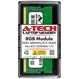 A-Tech 8GB DDR5 5600MHz SODIMM PC5-44800 Non-ECC Unbuffered CL46 1.1V 262-Pin SO-DIMM Laptop Notebook Computer RAM Memory Upgrade Module - 8GB,DDR5 4800 (PC4 38400),40