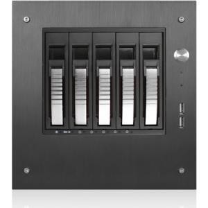 Compact Stylish 5 x 3.5" Hotswap mini-ITX Tower - Black HDD Handle - S-35-B5SL