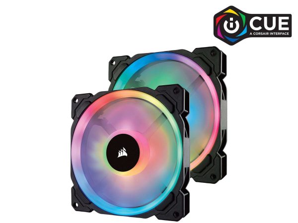 Case Fan - 140mm,Black,Dual Pack with Lighting Node Pro