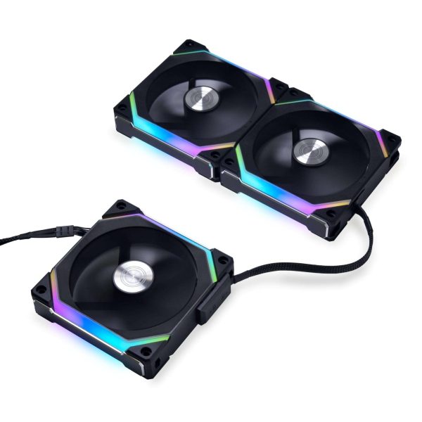 Lian Li UNI Fan SL120 V2 RGB Black 3x 12cm Fan Pack with Controller - UF-SL120V2-3B