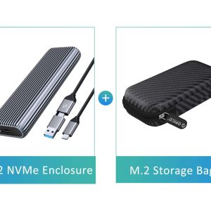 ORICO Dual M.2 NVMe SATA SSD Enclosure, USB C to M2 Adapter for M Key PCIe & B+M Key 2230/2242/2260/2280 M.2 SSDs,Tool-Free Installation Aluminum M.2 Reader Support Trim and UASP up to 2x4TB - Single SSD,1 Bay,M.2 NVME SSD,With Cover