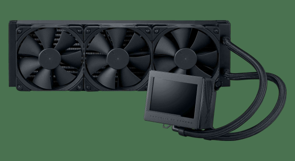 ASUS ROG Ryujin III 360 ARGB all-in-one liquid CPU cooler with 360mm radiator. Asetek 8th gen pump, 3x magnetic 120mm ARGB fans (Daisy Chain design), 3.5” LCD display - 3 Fan Slots (120 mm),Black,ROG RYUJIN III 360