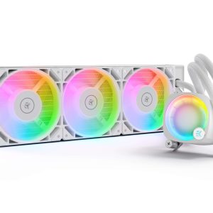 EK Nucleus AIO CR240 Lux D-RGB 240mm AIO Liquid CPU Cooler with EK FPT 120mm Fans - Compatible with latest Intel and AMD CPU sockets - LGA 1700 and AM5 - 3 Fan Slots (120 mm),White,Nucleus CR360 Lux White,Addressable RGB